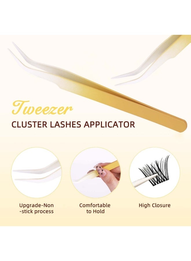 MiMi & BeiBei 48 قطعة مجموعة رموش لاصقة مسبقة الربط، رموش صناعية د كيرل مع مجموعة ملاقط، مجموعة تمديد رموش بدون لاصق 10/12/14/16 مم - Image 4